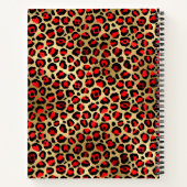 赤モダンと金ゴールドヒョウの印刷スパイラルノートブック ノートブック (裏面)