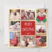 赤モダンと金ゴールドメリークリスマスフォトコラージュ シーズンカード (正面)