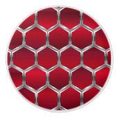 赤モダンと銀の灰色の八角形パターン セラミックノブ (正面)