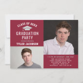 赤モダンと銀2025写真卒業パーティー 招待状 (正面)