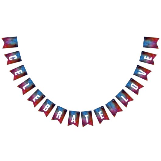 赤モダンと青のグラデーション《写真》ぼけ味ライトとタイポグラフィ バンティングフラッグ (全)