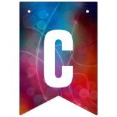 赤モダンと青のグラデーション《写真》ぼけ味ライトとタイポグラフィ バンティングフラッグ (第2の旗)