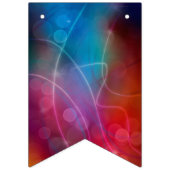 赤モダンと青のグラデーション《写真》ぼけ味ライトとタイポグラフィ バンティングフラッグ (第1の旗)