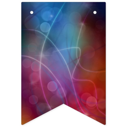 赤モダンと青のグラデーション《写真》ぼけ味ライトとタイポグラフィ バンティングフラッグ (第1の旗)