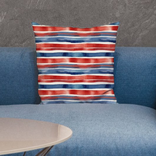 赤モダンと青のストライプアメリカの水色 アウトドアクッション