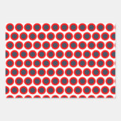 赤モダンと青の幾何学的パターン ラッピングペーパーシート (正面2)