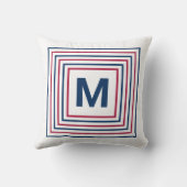赤モダンと青の愛国心を持つモノグラムの クッション (裏面)