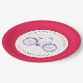 赤モダンと青の自転車 ペーパープレート (アングル)