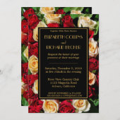 赤モダンと黄色のバラ結婚ズ 招待状 (正面/裏面)