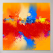 赤モダンと黄色の抽象芸術-クリエイティブアートプリント ポスター (正面)