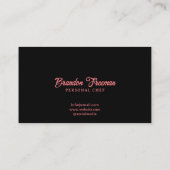 赤モダンと黒のシェフハットとシルバーウェア 名刺 (裏面)