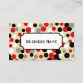 赤モダンと黒のドットビジネスカード 名刺 (正面)