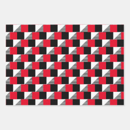 赤モダンと黒のバッファロー・プレイドの美的 ラッピングペーパーシート