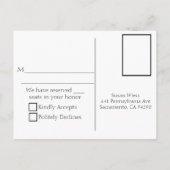 赤モダンと黒のバラ結婚式RSVP インビテーションポストカード (裏面)