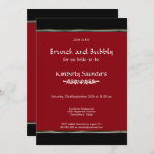 赤モダンと黒のブランチとバブリー 招待状 (正面/裏面)