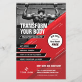 赤モダンと黒のロゴスポーツフォトジムマーケティング チラシ (正面)