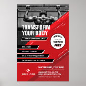赤モダンと黒のロゴスポーツフォトジムマーケティング ポスター (正面)