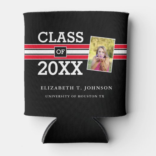 赤モダンと黒の写真卒業 缶クーラー (正面)