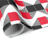 赤モダンと黒の幾何学色ブロック ラッピングペーパー (ロールコーナー)