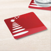 赤モダンのアートクリスマスツリー スクエアペーパーコースター (アングル)