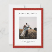 赤モダンのクリスマス縁ど家族の写真 シーズンカード (正面)