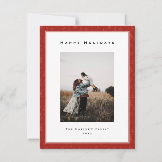 赤モダンのクリスマス縁ど家族の写真 シーズンカード (正面)