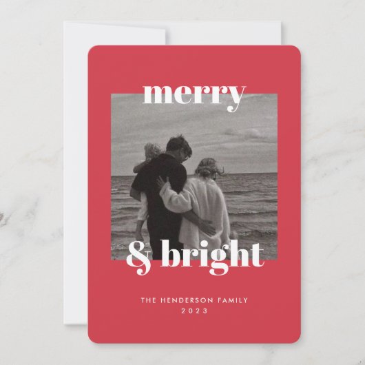 赤モダンのクリメリースマスカード シーズンカード (正面)