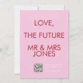 赤モダンの波縁どの結婚式は日付を保存 招待状 (裏面)