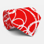 赤モダンの白丸パターン ネクタイ (ロール)