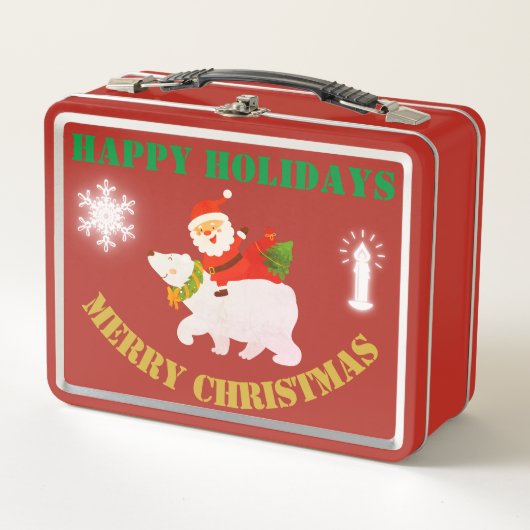 赤モダンの聖降誕祭お目出とう | メタルランチボックス (正面)