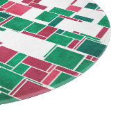 赤モダンはっきりしたと緑のクリスマスモンドリアン カッティングボード (角)