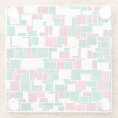 赤モダンはっきりしたと緑のクリスマスモンドリアン ガラスコースター (裏面)