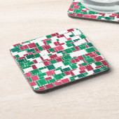 赤モダンはっきりしたと緑のクリスマスモンドリアン コースター (左側)