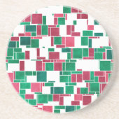 赤モダンはっきりしたと緑のクリスマスモンドリアン コースター (正面)