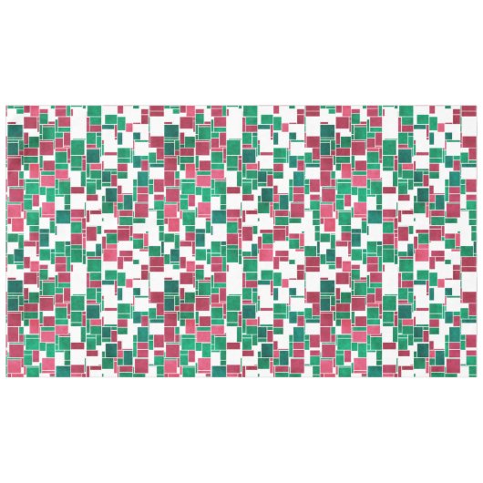 赤モダンはっきりしたと緑のクリスマスモンドリアン テーブルクロス (正面(横))