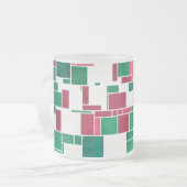 赤モダンはっきりしたと緑のクリスマスモンドリアン フロストグラスマグカップ (正面左)