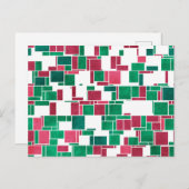 赤モダンはっきりしたと緑のクリスマスモンドリアン ポストカード (正面/裏面)