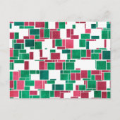 赤モダンはっきりしたと緑のクリスマスモンドリアン ポストカード (正面)