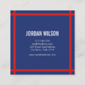 赤モダンはっきりしたと青 スクエア名刺 (裏面)