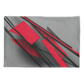 赤モダンはっきりしたと黒の幾何学的/抽象芸術 枕カバー (裏面-左)