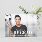 赤モダンはっきりしたストライプ卒業写真パーティー 招待状 (スタンド正面)