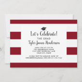 赤モダンはっきりしたストライプ卒業写真パーティー 招待状 (裏面)