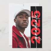 赤モダンはっきりしたタイポグラフィ卒発表 招待状 (正面)