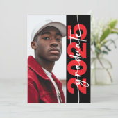 赤モダンはっきりしたタイポグラフィ卒発表 招待状 (スタンド正面)