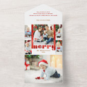 赤モダンはっきりしたメリータイポグラフィ5 – 写真 オールインワン招待状 (内側)