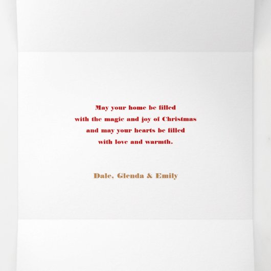 赤モダンはっきりしたメリータイポグラフィ5 – 写真 三つ折りクリスマスカード (内部中)