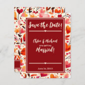 赤モダンはっきりした心の開花 セーブザデート (正面/裏面)