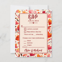 赤モダンはっきりした心の開花 出欠カード