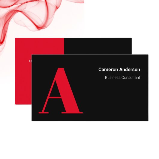 赤モダンはっきりした白黒ミニマルプロフェッショナル 名刺
