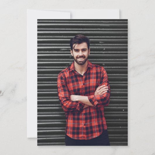 赤モダンはっきりした白黒写真卒業パーティー 招待状 (裏面)